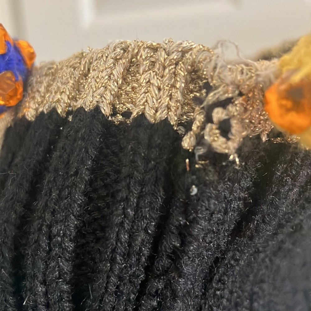 Lisa Nichols Vintage novelty Christmas sweater M Black knit colorful ornaments - Picture 10 of 10